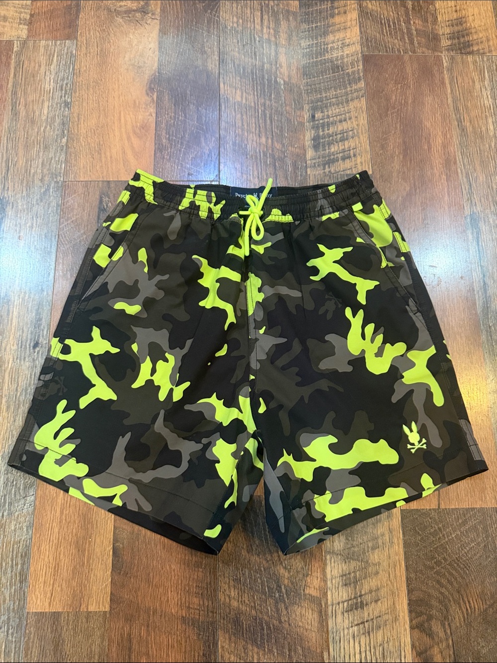 Neon Green Camo Swim Shorts M 10/12 (3045A)